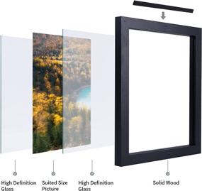 img 3 attached to 🖼️ Firminana Floating Picture Frames - Solid Oak Frame with High Definition Double Real Glass - Floating Display Options for 2x3, 4x6, 5x7, 8x10 - Full Display for 11x14 Photos - 2 Pack in Black