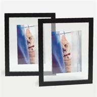 🖼️ firminana floating picture frames - solid oak frame with high definition double real glass - floating display options for 2x3, 4x6, 5x7, 8x10 - full display for 11x14 photos - 2 pack in black logo