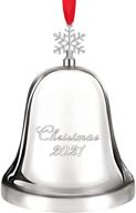 🔔 2021 annual christmas bell - silver ornament for christmas tree decorations, nickel-plated holiday jingle bell with ribbon & gift box (silver, 2021) logo