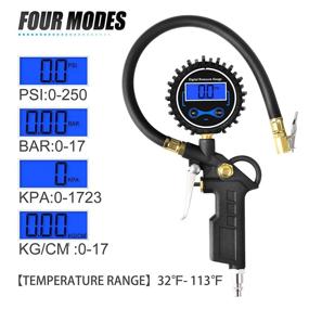 img 1 attached to 📏 Измеритель давления шин MEANLIN 0-250Psi с портативной черной цифровой манометром - идеальный аксессуар для компрессора для точного измерения давления