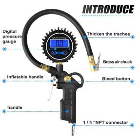 img 2 attached to 📏 Измеритель давления шин MEANLIN 0-250Psi с портативной черной цифровой манометром - идеальный аксессуар для компрессора для точного измерения давления