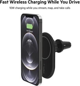 img 1 attached to 📱 Convenient and Efficient Belkin MagSafe Compatible Car Phone Magnetic Charging Mount for iPhone 13, 12, Pro, Pro Max, Mini (Air Vent Holder and Charger, Power Supply not Included)