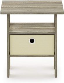 img 2 attached to 🌳 FURINNO Andrey End Table Nightstand: Convenient 1-Pack Sonoma Oak/Ivory Design with Bin Drawer