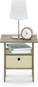 img 1 attached to 🌳 FURINNO Andrey End Table Nightstand: Convenient 1-Pack Sonoma Oak/Ivory Design with Bin Drawer