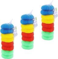 🧽 set of 24 round nylon dish scouring pads in assorted colors with mesh scourers logo