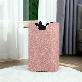 img 3 attached to 🧺 Collapsible Laundry Hamper: White and Pink Washing Bin for Home Organization, Nursery Storage, and Baby Hamper