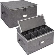 🍷 secure wine glass storage boxes (2-pack) - protection for 12 red or white stemware glasses, stackable, with lid and handles - grey логотип