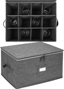 img 1 attached to 🍷 Secure Wine Glass Storage Boxes (2-Pack) - Protection for 12 Red or White Stemware Glasses, Stackable, with Lid and Handles - Grey