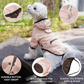 img 1 attached to Compact Waterproof Dog Raincoat with Pocket - Lightweight Slicker Hoodie with Leash Hole - Breathable Elastic Straps Button Closure - Ideal for Small Puppies