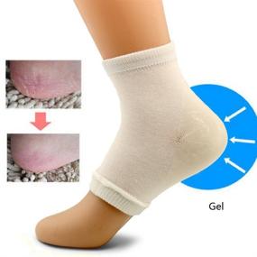 img 3 attached to 🧦 Pinkiou Gel Cracked Heel Socks for Plantar Fasciitis - Open Toe, Moisturizing Sleeve, Soft Compression, Day/Night Pain Relief - White