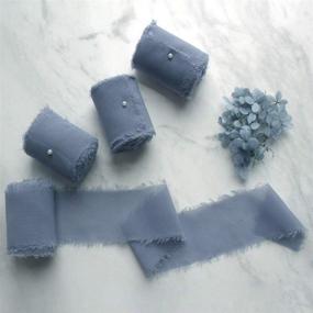 img 3 attached to 🎀 Socomi Dusty Blue Chiffon Ribbon Fringe Color Swatch Sample Pack - 4 Rolls, 1-3/4&#34; x 7Yd - Perfect for Wedding Invites, Bouquets & Backdrop Decor