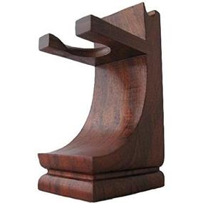 img 2 attached to 🪒 Wood Shave Stand for Razor and Brush - Walnut Finish - Mission Style Design - Fits Standard Size Shave Brushes (Knots 22mm or Less)