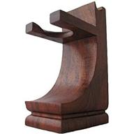 🪒 wood shave stand for razor and brush - walnut finish - mission style design - fits standard size shave brushes (knots 22mm or less) logo