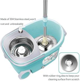 img 2 attached to 🧹 Favbal Spin Mop & Bucket Set with 6 Refills - Effortless Floor Cleaning for Home Hardwood Floors and Tiles