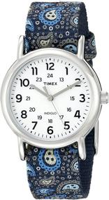 img 4 attached to Часы Timex Women's Weekender TW2P74200 с съемным ремешком из синего пейсли из нейлона.