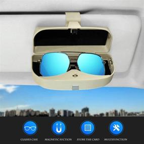 img 4 attached to 🚗 Dualshine Car Sun Visor Glasses Case Holder Clip, Eye Sunglasses Organizer Mount Sunglass Clip Holder with Ticket Card Clip - Suitable for All Car Models, Face Mask Storage Box for Car Sun Visor (Gray)