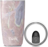 🌹 s'well geode rose stainless steel tumbler - 18 fl oz vacuum-insulated container with clear slide-open lid, keeps drinks cold for 12 hours, hot for 4 hours - bpa-free water bottle, 18 oz logo