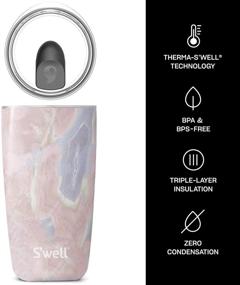 img 1 attached to 🌹 S'well Geode Rose Stainless Steel Tumbler - 18 Fl Oz Vacuum-Insulated Container with Clear Slide-Open Lid, Keeps Drinks Cold for 12 Hours, Hot for 4 Hours - BPA-Free Water Bottle, 18 oz