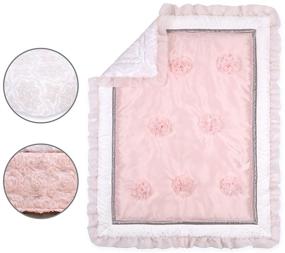 img 3 attached to 🐘 Peanutshell 3 Piece Arianna Pink Crib Bedding Set for Baby Girls - Includes Crib Quilt, Fitted Sheet, and Dust Ruffle for Nursery