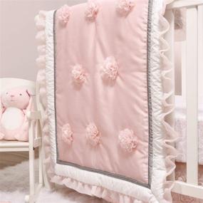 img 2 attached to 🐘 Peanutshell 3 Piece Arianna Pink Crib Bedding Set for Baby Girls - Includes Crib Quilt, Fitted Sheet, and Dust Ruffle for Nursery