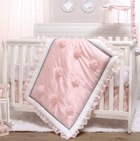 img 4 attached to 🐘 Peanutshell 3 Piece Arianna Pink Crib Bedding Set for Baby Girls - Includes Crib Quilt, Fitted Sheet, and Dust Ruffle for Nursery