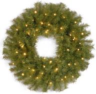 🎄 national tree company 24-inch norwood fir pre-lit artificial christmas wreath - green, dual color led lights, christmas collection logo
