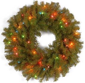 img 2 attached to 🎄 National Tree Company 24-Inch Norwood Fir Pre-Lit Artificial Christmas Wreath - Green, Dual Color LED Lights, Christmas Collection