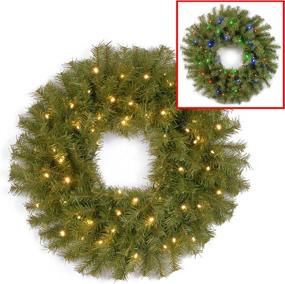 img 3 attached to 🎄 National Tree Company 24-Inch Norwood Fir Pre-Lit Artificial Christmas Wreath - Green, Dual Color LED Lights, Christmas Collection