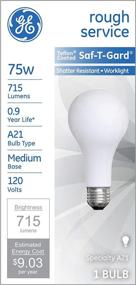 img 3 attached to 💡 GE Rough Service Incandescent Work Light Bulb: Shatter Resistant, Teflon Coated, 75W, Warm White, 1-Pack