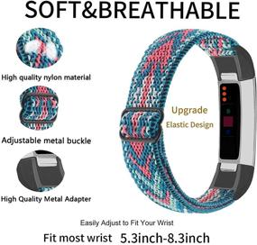 img 2 attached to 📿 2 Pack Adjustable Elastic Nylon Bands for Fitbit Alta and Alta HR - Stylish Braided Stretchy Wristbands for Women and Men