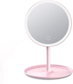 img 4 attached to 💡 LucaSng Lighting Cosmetic Mirror: Multi-Color Light Patterns, Rotating Design, USB Charging, and Pink Storage Tray