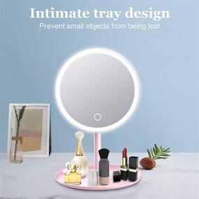 img 1 attached to 💡 LucaSng Lighting Cosmetic Mirror: Multi-Color Light Patterns, Rotating Design, USB Charging, and Pink Storage Tray