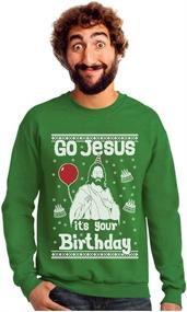 img 4 attached to 🎄 Men's Ugly Christmas Sweater Style Sweatshirt - Go Jesus, It's Your Birthday