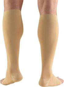 img 2 attached to 🧦 Truform Knee High Compression Stockings - 15-20 mmHg, Open Toe, Beige, Large - Men and Women