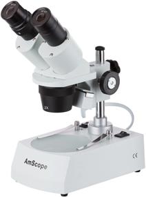 img 3 attached to 🔬 AmScope SE306R-PZ-LED Binocular Stereo Microscope, WF10x and WF20x Eyepieces, 20X/40X/80X Magnification, 2X and 4X Objectives, Upper and Lower LED Lighting, Reversible Black/White Stage Plate, Pillar Stand, 120V or Battery-Powered