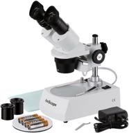 🔬 amscope se306r-pz-led binocular stereo microscope, wf10x and wf20x eyepieces, 20x/40x/80x magnification, 2x and 4x objectives, upper and lower led lighting, reversible black/white stage plate, pillar stand, 120v or battery-powered logo