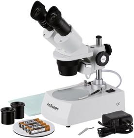 img 4 attached to 🔬 AmScope SE306R-PZ-LED Binocular Stereo Microscope, WF10x and WF20x Eyepieces, 20X/40X/80X Magnification, 2X and 4X Objectives, Upper and Lower LED Lighting, Reversible Black/White Stage Plate, Pillar Stand, 120V or Battery-Powered