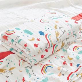 img 2 attached to 🦄 J-pinno Rainbow Unicorn Muslin Blanket