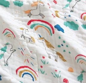 img 1 attached to 🦄 J-pinno Rainbow Unicorn Muslin Blanket