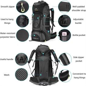 img 1 attached to 🎒 NACATIN 70L Water-Resistant Internal Frame Hiking Daypack Backpacks