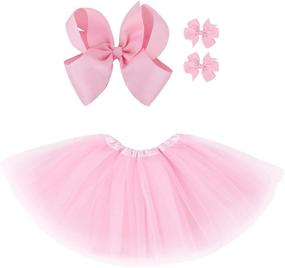 img 4 attached to 👗 Girls 4 Layered Tulle Tutu: Princess Ballet Dress with Hairbow| Kid Tutu Skirt