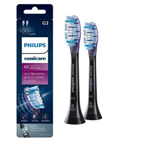 img 4 attached to Enhance Oral Health with Philips Sonicare Genuine G3 Premium Gum Care Replacement Toothbrush Heads in Black (2 Brush Heads, Model HX9052/95)