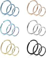 👃 loyallook stainless steel nose ring and cartilage hoop piercing set, 20g, 18-24 pieces, 6-12mm sizes logo