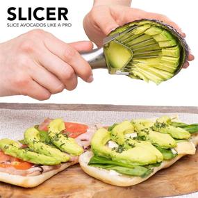 img 3 attached to 🥑 Ultimate Bundle of Avo Hero Tools - High-Quality Stainless Steel Slicer, ABS Plastic Saver, Cuber, 2-Piece Citrus Sprayer and Tray - Effortless Food Prep - Dishwasher-Safe Set, Avocado Green