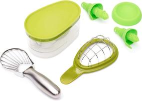 img 4 attached to 🥑 Ultimate Bundle of Avo Hero Tools - High-Quality Stainless Steel Slicer, ABS Plastic Saver, Cuber, 2-Piece Citrus Sprayer and Tray - Effortless Food Prep - Dishwasher-Safe Set, Avocado Green