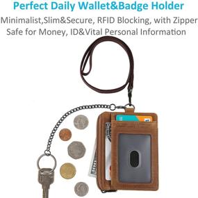 img 3 attached to 🔒 Enhanced Leather Lanyard with RFID Blocking - Must-Have Men's Accessories, Wallets, Card Cases & Money Organizers