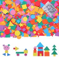 🔶 natonhi 1500 pieces assorted colors foam geometry stickers: circle, square, triangle, pentagram - self-adhesive eva foam stickers with googly wiggle eyes (5mm, 6mm) logo