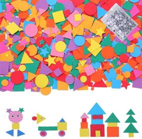 img 4 attached to 🔶 Natonhi 1500 Pieces Assorted Colors Foam Geometry Stickers: Circle, Square, Triangle, Pentagram - Self-Adhesive EVA Foam Stickers with Googly Wiggle Eyes (5mm, 6mm)