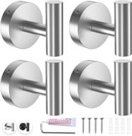 🛁 convenient 4-pack towel hooks for bathrooms - brushed nickel holders for towels, coats, robes & more! logo