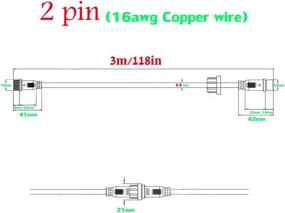 img 1 attached to 🔌 16AWG Waterproof Extension Cable - 9.84FT 2Pin Extension Lead Waterproof Cord - IP65 Extension Cable for Solar Spotlights, Garden Spike Lights, LED Strip Lights - 2Pin